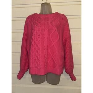 Free People Cotton Blend Long Sleeve Cable Knit Sweater Size XS
